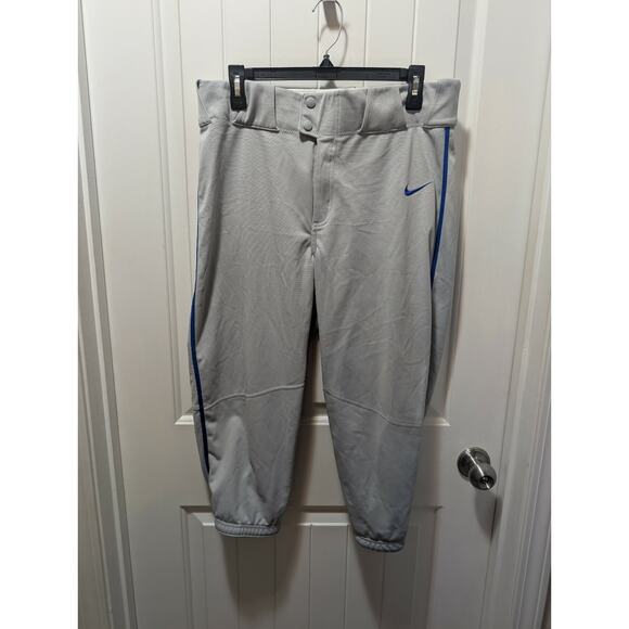New! Nike Vapor Select High Baseball Pants Mens Size M Grey/Blue Piping - Picture 1 of 5